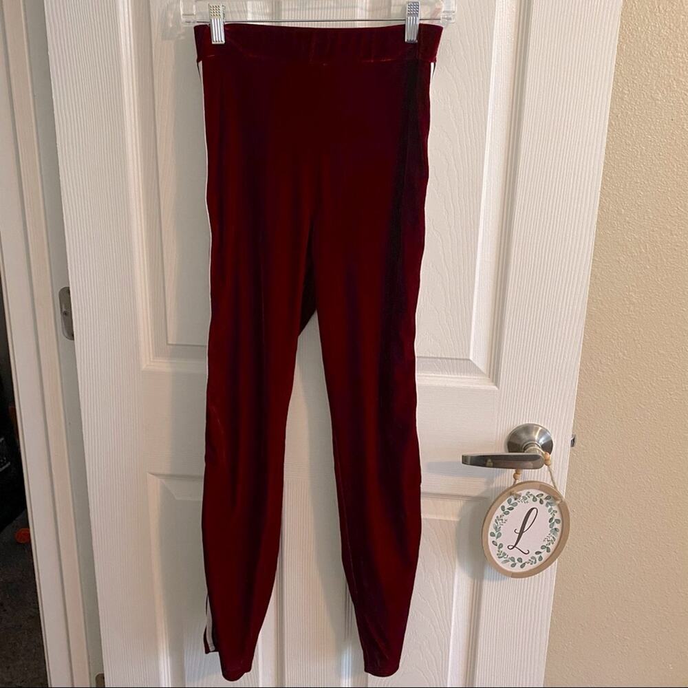 Day & Night Velvet Track Pants in Red Velour Approx Size Small